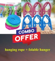 Foldable Hanger + Cloth Hanging Rope Combo