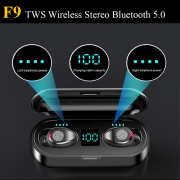 F9 TWS Bluetooth Earbuds Wireless BT 5.0 HiFi Noise-Cancelling Earphones with Charging Case
